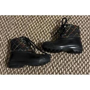 Sperry Port Rainbow Toddler Girls Size 7 Black Quilted Duck Rain Boots